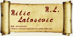 Milić Lalošević vizit kartica